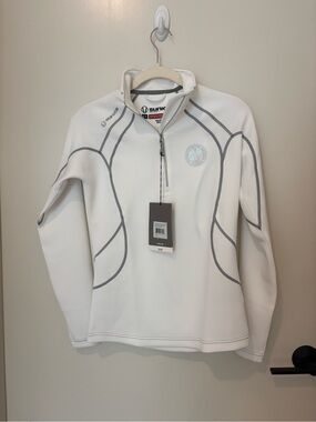 NWT Sunice Megan PGA Merch Women’s White Gray 1/4 Zip Pullover Base Layer Golf S